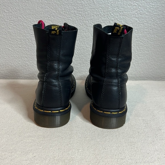 Dr. Martens Black Leather Combat Boots with Pink Laces – Women’s Size 7 - Picture 5 of 14